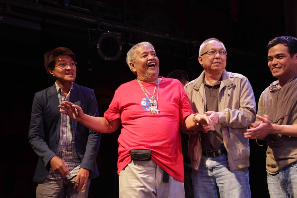from left: Composer and Musical Director Vincent De Jesus, Director Soxie Topacio, Ricky Lee (Librettist) and Bong Cabrera (Mayor). Catch HIMALA the Musical’s 10th Anniversary run at PETA from March 15-March 24, 2013. Photo by Jude Bautista